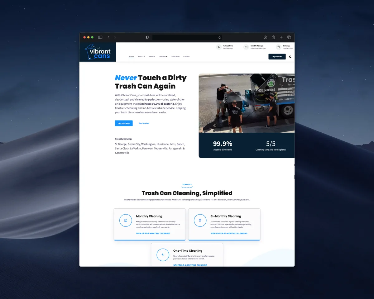Vibrant Cans website built by Red Rock Web Design